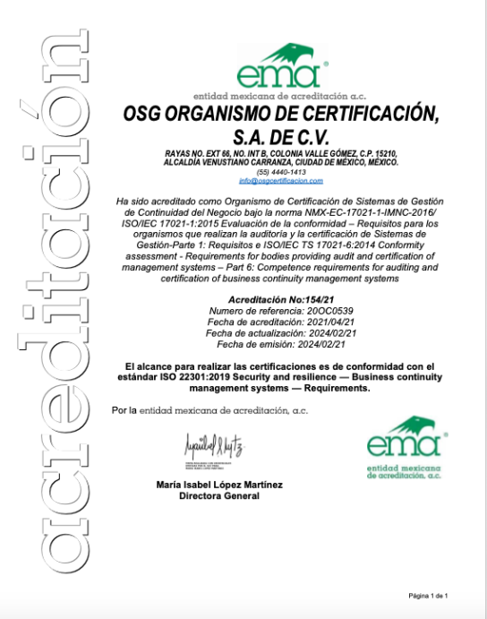 SGCN ANEXO OSG ISO 22301 2019 OSG 2024
