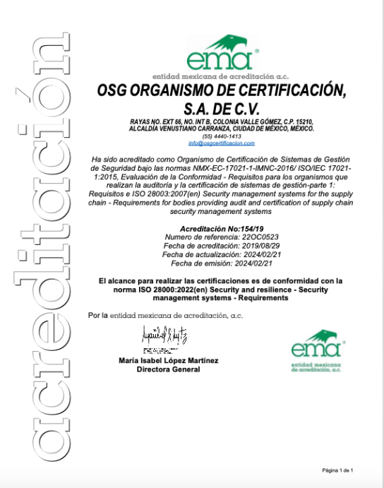 SGS ANEXO OSG ISO 28000 2022 OSG 2024